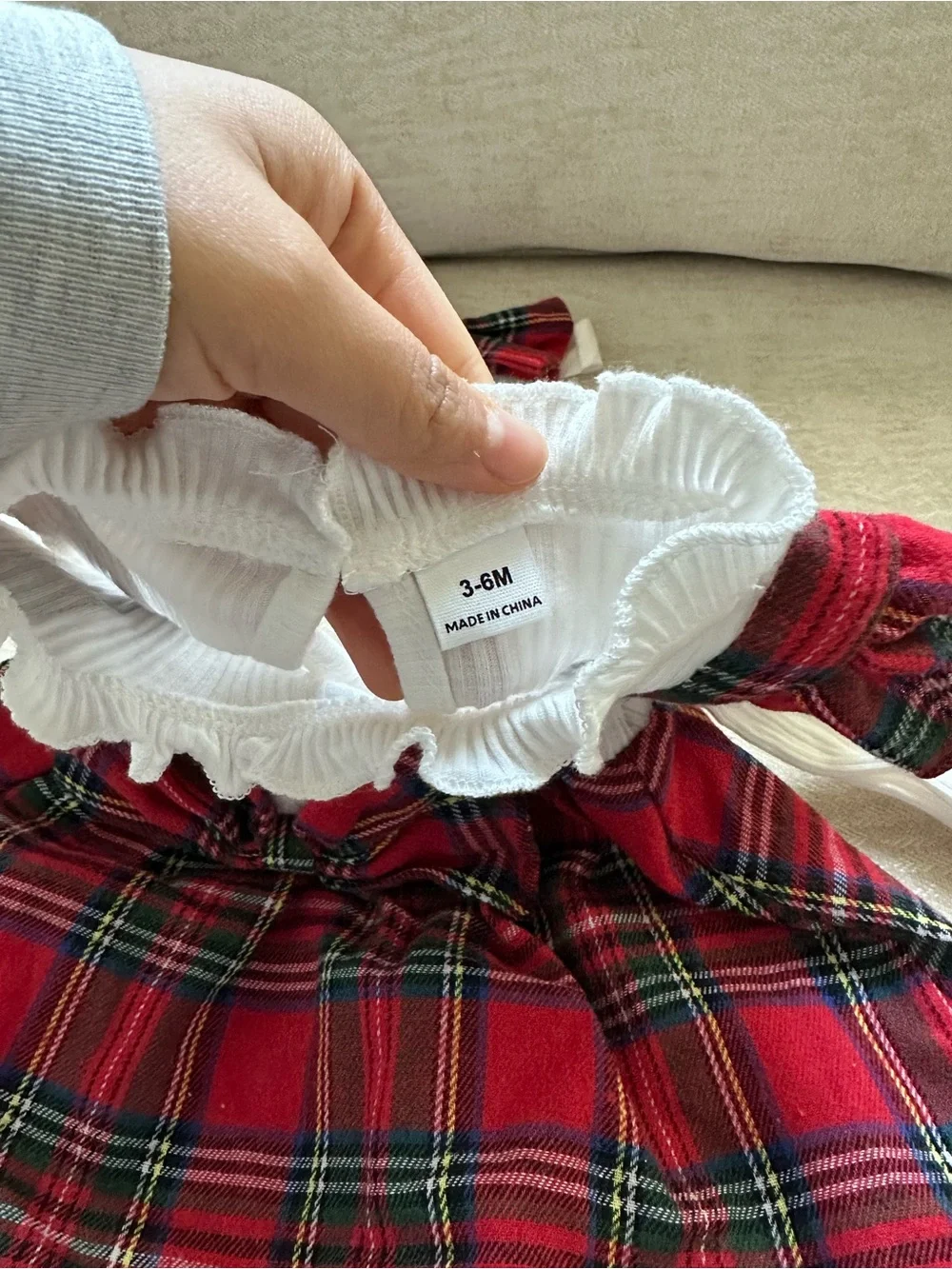 SHEIN Red Plaid Suspender Skirt with White Ruffled Top and Bow Headband